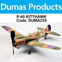 DUMAS 235 P-40 KITTHAWK  WALNUT SCALE 18 INCH WINGSPAN RUBBER POWERED