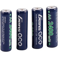 Gens ace 2400mAh 1.2V Ni-MH AA Rechargeable Battery for Mini-Z Competition, Other RC transmitters, Receiver Packs, Robots, and Toys(4Pcs)
