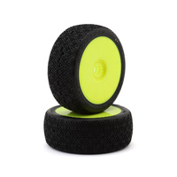 JConcepts Double Bar Pre-Mounted 1/8 Buggy Tires (2) (Yellow) (G2 - Medium)