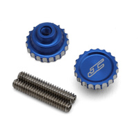 JConcepts RC10 Aluminum 4-40 Future Thumb Nuts w/Set Screws (Blue) (2)