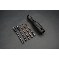 1/4" Drive Hex Wrench Nut Driver Set (1.5, 2.0, 2.5mm Hex & 5.5, 7mm Nut Driver)