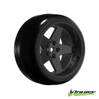 5 SPOKE/GLOSS BLACK Pre mount  rim & tyres 2,4,6,8mm OFFSET HEX 12mm 4pcs