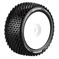 T-PIRATE - 1-8 Truggy Tire Set - Mounted - Super Soft - White Wheels - 0-Offset - Hex 17mm 