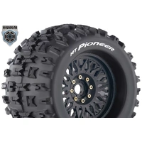 Louise RC - MT-PIONEER - 1-8 Monster Truck Tire Set - Mounted - Sport - Black Wheels - Removable 0 & 1/2 OFFSET HEX 17mm