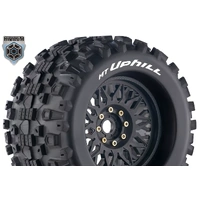 Louise RC - MT-UPHILL - 1-8 Monster Truck Tire Set - Mounted - Sport - Black Wheels - Removable 0 & 1/2 OFFSET HEX 17mm