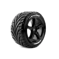 Louise RC - T-ROCKET - 1-8 Truggy Tire Set - Mounted - Soft - Black Spoke Wheels - 0-Offset - Hex 17mm - L-T3250SB