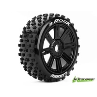 Louise RC - B-ROCK - 1-8 Buggy Tire Set - Mounted - Soft - Black Spoke Wheels - Hex 17mm - L-T3270SB