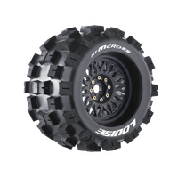MT-Cross 1/8 Truck Tyre w/BLK rim  0 & 1/2OFFSET HEX 17mm