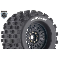 Louise RC - MT-ROCK - 1-8 Monster Truck Tire Set - Mounted - Sport - Black Wheels - Removable 0 & 1/2 OFFSET HEX 17mm 