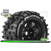 MFT 1/8 ST-PIONEER STADIUM TRUCK TIRE SPORT / 0 OFFSET BLACK RIM HEX 17mm / MOUNTED