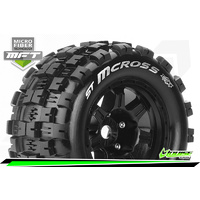 MFT 1/8 ST-MCROSS STADIUM TRUCK TIRE SPORT / 0 OFFSET BLACK RIM HEX 17mm / MOUNTED