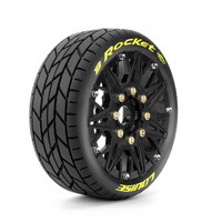 Louise RC - B-ROCKET - 1-8 Buggy Tire Set - Mounted Removable Hex 0 & 1/2 offset 17mm Black