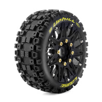 Louise RC - B-UPHILL - 1-8 Buggy Tire Set - Mounted Removable Hex 0 & 1/2 offset 17mm Black