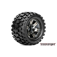 RHYTHM 1/10 MONSTER TRUCK TIRECHROME BLACK WHEEL WITH 1/2 OFFSET 12MM HEX MOUNTED