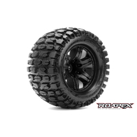 TRACKER BELTED 1/10 MONSTER TRUCK TIRE BLACK WHEEL 1/2 OFFSET 12mm HEX MOUNTED