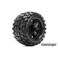 RHYTHM BELTED 1/10 MONSTER TRUCK TIRE BLACK WHEEL 0 OFFSET 12mm HEX MOUNTED