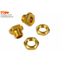 E6 Alum Gold Serrated wheel nut/adapter