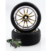 TORNADO RC 1/10 CHROME TIRES SILVER YELLOW 1 PAIR 