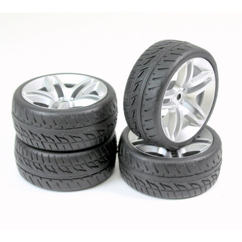 Absima Wheel Set Onroad "10 Spoke / Profile" silver 1:10 (4 pcs)