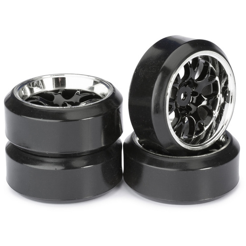 Absima Wheel Set Drift LP " Comb / Profile C" black/chrome 1:10 (4 pcs)
