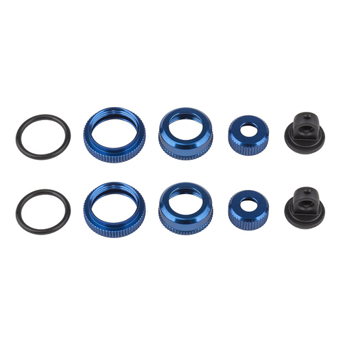 FT 10 mm Shock Caps and Collars, blue aluminum