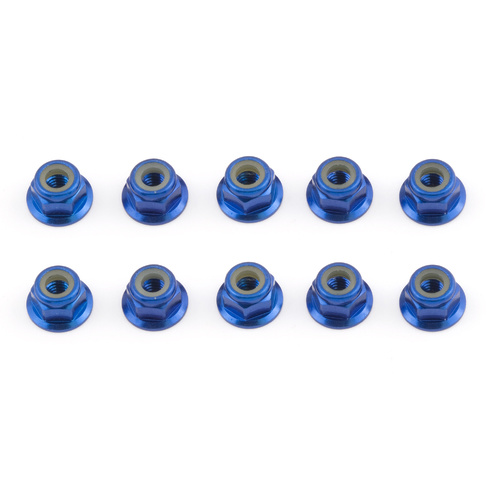 FT Locknuts, M4, flanged, blue aluminum