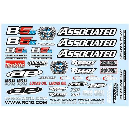 Team Associated RC10B5M Factory Lite Decal Sheet