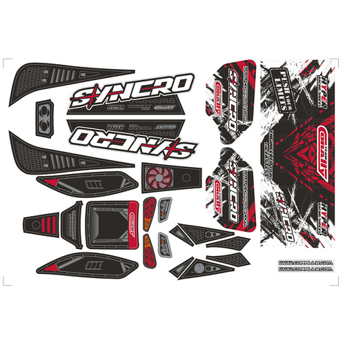 Team Corally - Body Decal Sheet - Syncro - Pre-Cut - Red Color - 1 Pc
