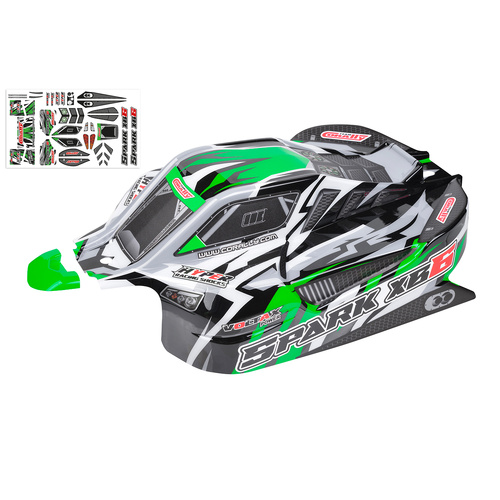Team Corally - Polycarbonate Body - Spark XB6 - Painted - Cut - Decals - Color Green - 1 Pc