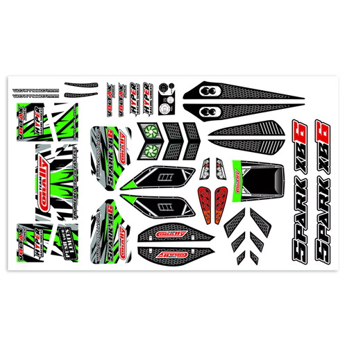 Team Corally - Body Decal Sheet - Spark XB6 - Green- 1 pc