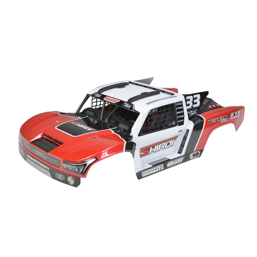 Team Corally - Polycarbonate Body - Shiroi+ Driver Interior + Roll Cage + Body Accessories - Decals - Red - Cut - 1 Pc