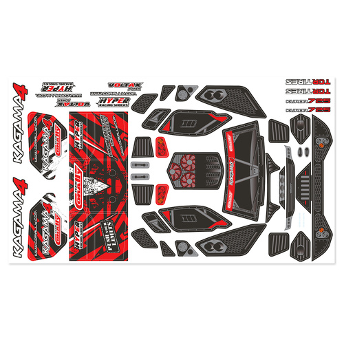 Team Corally - Body Decal Sheet - Kagama 4 - Pre-Cut - Color Red - 1 Pc