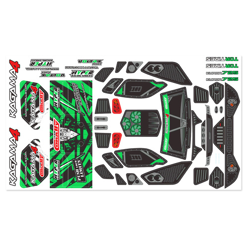 Team Corally - Body Decal Sheet - Kagama 4 - Pre-Cut - Color Green - 1 Pc