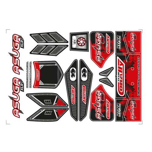 Team Corally - Body Decal Sheet - Asuga XLR - Pre-Cut - Color Red - 1 Pc