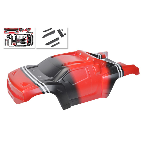 Team Corally - Polycarbonate Body - Punisher XD - Painted - Cut - Decals - Red Color - 1 Pc