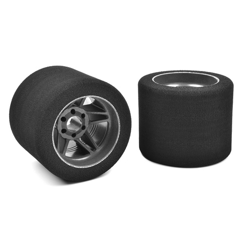 Team Corally - Attack foam tires - 1/8 Circuit - 35 shore - Rear - 76mm - Carbon rims - 2 pcs