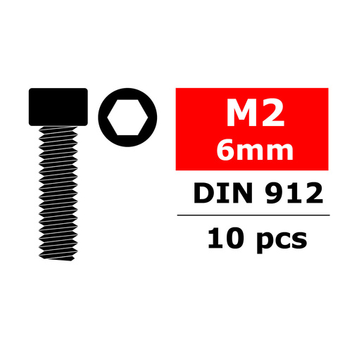 Team Corally - Steel Screws M2 x 6mm - Hex Socket Head - 10 pcs