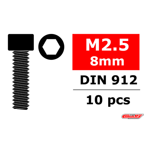 Team Corally - Steel Screws M2.5 x 8mm - Hex Socket Head - 10 pcs
