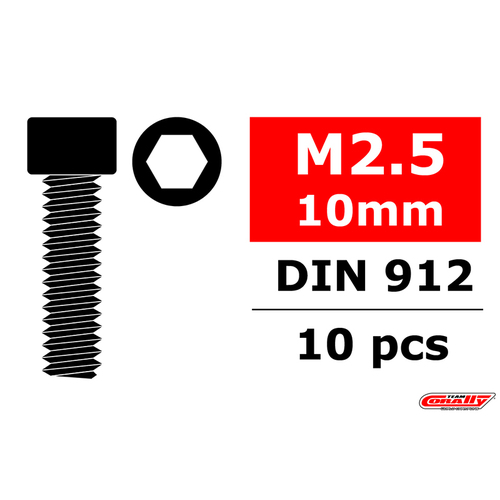 Team Corally - Steel Screws M2.5 x 10mm - Hex Socket Head - 10 pcs