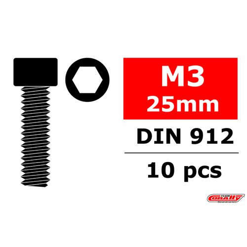 Team Corally - Steel Screws M3 x 25mm - Hex Socket Head - 10 pcs