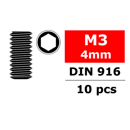 Team Corally - Steel Set Screws M3 x 4mm - Hex - 10 pcs