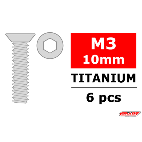 Team Corally - Titanium Screws M3 x 10mm - Hex Flat Head - 6 pcs