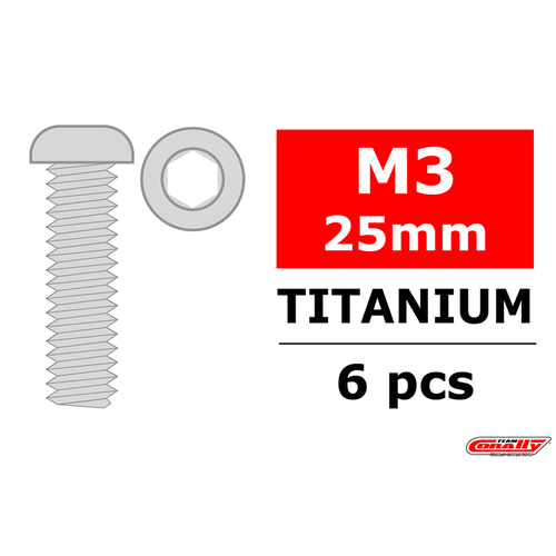 Team Corally - Titanium Screws M3 x 25mm - Hex Button Head - 6 pcs