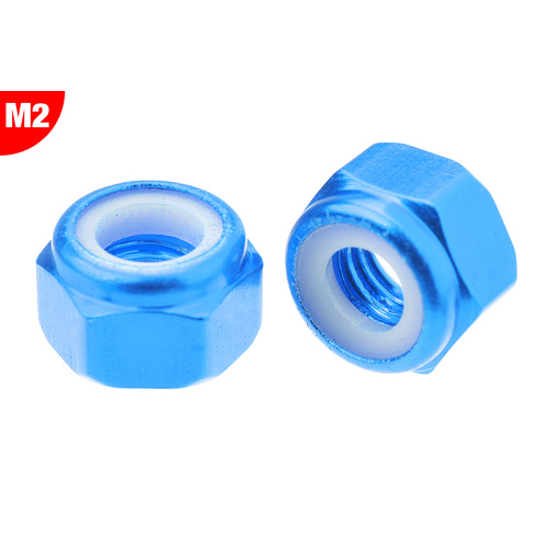Team Corally - Aluminium Nylstop Nut - M2 - Blue - 10 pcs