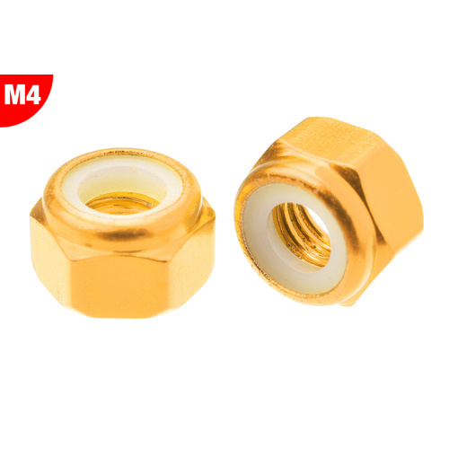Team Corally - Aluminium Nylstop Nut - M4 - Gold - 10 pcs