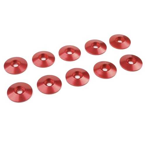 Team Corally - Aluminium Washer - for M3 Button Head Screws - OD=15mm - Red - 10 pcs