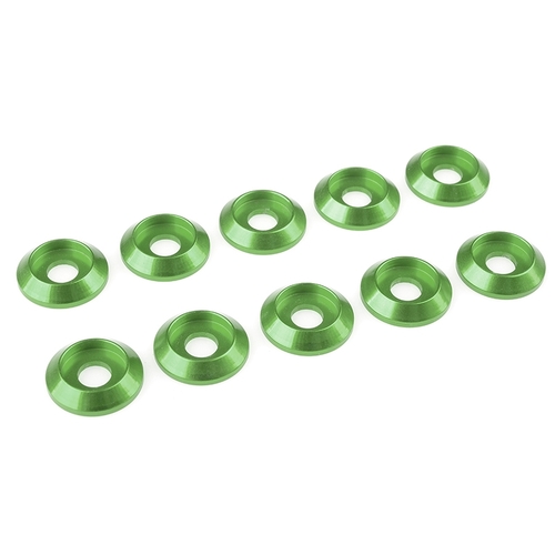 Team Corally - Aluminium Washer - for M4 Button Head Screws - OD=12mm - Green - 10 pcs