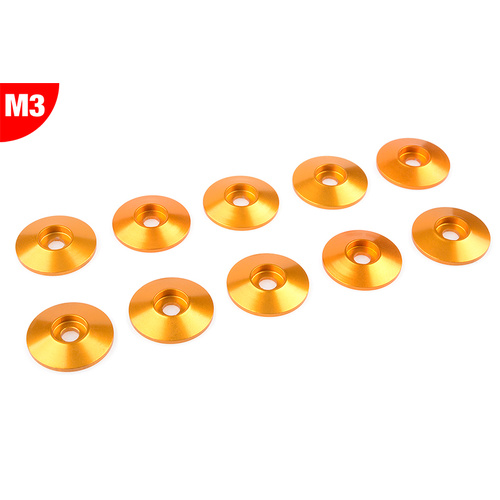 Team Corally - Aluminium Washer - for M3 Button Head Screws - OD=15mm - Gold - 10 pcs