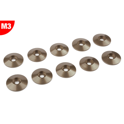 Team Corally - Aluminium Washer - for M3 Button Head Screws - OD=15mm - Gun Metal - 10 pcs