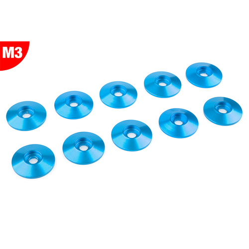 Team Corally - Aluminium Washer - for M3 Button Head Screws - OD=15mm - Blue - 10 pcs
